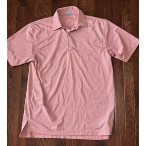 GenTeal Red White Striped Casual Golf Polo Athletic Shirt, Men's Medium